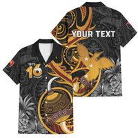 Personalised Papua New Guinea Family Matching Off The Shoulder Long Sleeve Dress and Hawaiian Shirt Happy Independence Day LT05 Dad's Shirt - Short Sleeve Black - Polynesian Pride
