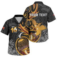 Personalised Papua New Guinea Family Matching Off The Shoulder Long Sleeve Dress and Hawaiian Shirt Happy Independence Day LT05 Son's Shirt Black - Polynesian Pride
