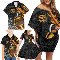 Personalised Papua New Guinea Family Matching Off Shoulder Short Dress and Hawaiian Shirt Happy Independence Day LT05 - Polynesian Pride