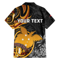 Personalised Papua New Guinea Family Matching Off Shoulder Short Dress and Hawaiian Shirt Happy Independence Day LT05 Dad's Shirt - Long Sleeve Black - Polynesian Pride