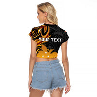 Personalised Papua New Guinea Raglan Cropped T Shirt Happy 50th Independence Anniversary - Polynesian Pride