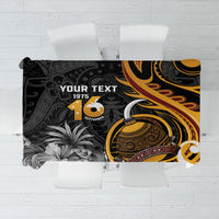 Personalised Papua New Guinea Tablecloth Happy Independence Day LT05 Black - Polynesian Pride