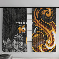 Personalised Papua New Guinea Window Curtain Happy Independence Day LT05 With Hooks Black - Polynesian Pride