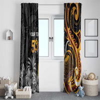 Personalised Papua New Guinea Window Curtain Happy Independence Day LT05 With Grommets Black - Polynesian Pride