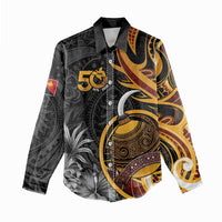 Personalised Papua New Guinea Women Casual Shirt Happy 50th Independence Anniversary - Polynesian Pride