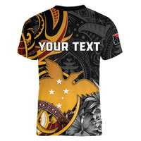 Personalised Papua New Guinea Women V-Neck T-Shirt Happy Independence Day LT05 - Polynesian Pride