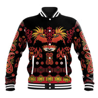 Papua Batik Motif Baseball Jacket Papua Spirit Black Version - Polynesian Pride
