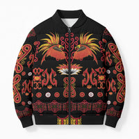 Papua Batik Motif Bomber Puffer Jacket Papua Spirit Black Version - Polynesian Pride