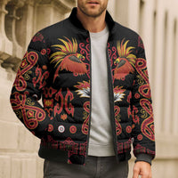 Papua Batik Motif Bomber Puffer Jacket Papua Spirit Black Version - Polynesian Pride