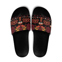 Papua Batik Motif Slide Sandals Papua Spirit Black Version - Polynesian Pride