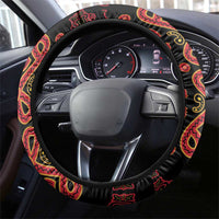 Papua Batik Motif Steering Wheel Cover Papua Spirit Black Version - Polynesian Pride