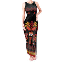Papua Batik Motif Tank Maxi Dress Papua Spirit Black Version - Polynesian Pride