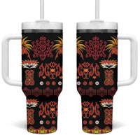 Papua Batik Motif Tumbler With Handle Papua Spirit Black Version - Polynesian Pride
