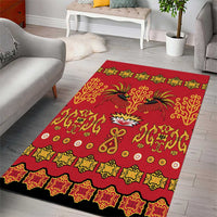 Papua Batik Motif Area Rug Papua Spirit Red Version - Polynesian Pride