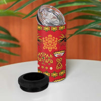 Papua Batik Motif 4 in 1 Can Cooler Tumbler Papua Spirit Red Version - Polynesian Pride