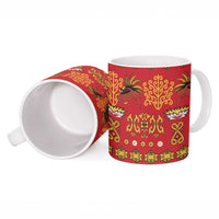 Papua Batik Motif Ceramic Mug Papua Spirit Red Version - Polynesian Pride