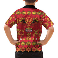 Papua Batik Motif Family Matching Long Sleeve Bodycon Dress and Hawaiian Shirt Papua Spirit Red Version - Polynesian Pride