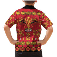 Papua Batik Motif Family Matching Mermaid Dress and Hawaiian Shirt Papua Spirit Red Version - Polynesian Pride