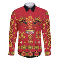 Papua Batik Motif Family Matching Mermaid Dress and Hawaiian Shirt Papua Spirit Red Version - Polynesian Pride