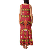 Papua Batik Motif Family Matching Tank Maxi Dress and Hawaiian Shirt Papua Spirit Red Version - Polynesian Pride
