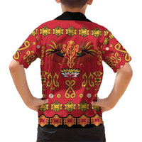 Papua Batik Motif Kid Hawaiian Shirt Papua Spirit Red Version - Polynesian Pride