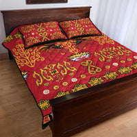 Papua Batik Motif Quilt Bed Set Papua Spirit Red Version - Polynesian Pride