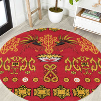 Papua Batik Motif Round Carpet Papua Spirit Red Version - Polynesian Pride