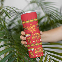 Papua Batik Motif Skinny Tumbler Papua Spirit Red Version - Polynesian Pride
