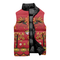 Papua Batik Motif Sleeveless Puffer Jacket Papua Spirit Red Version - Polynesian Pride
