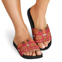 Papua Batik Motif Slide Sandals Papua Spirit Red Version - Polynesian Pride