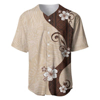 Polynesia Hibiscus Baseball Jersey Cameo Curve Motif LT05 Beige - Polynesian Pride