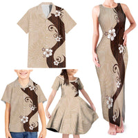 Polynesia Hibiscus Family Matching Tank Maxi Dress and Hawaiian Shirt Cameo Curve Motif - Polynesian Pride