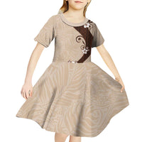 Polynesia Hibiscus Kid Short Sleeve Dress Cameo Curve Motif - Polynesian Pride