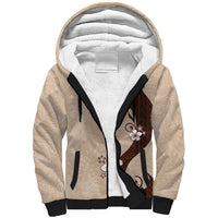 Polynesia Hibiscus Sherpa Hoodie Cameo Curve Motif - Polynesian Pride