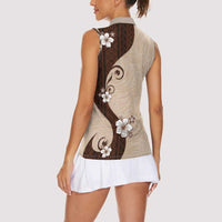 Polynesia Hibiscus Women Sleeveless Polo Shirt Cameo Curve Motif - Polynesian Pride