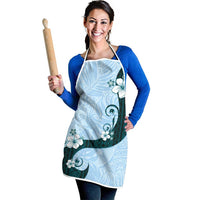 Polynesia Hibiscus Apron Sky Blue Curve Motif - Polynesian Pride