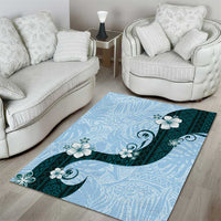 Polynesia Hibiscus Area Rug Sky Blue Curve Motif - Polynesian Pride