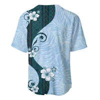 Polynesia Hibiscus Baseball Jersey Sky Blue Curve Motif LT05 - Polynesian Pride