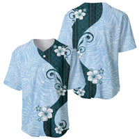 Polynesia Hibiscus Baseball Jersey Sky Blue Curve Motif LT05 - Polynesian Pride