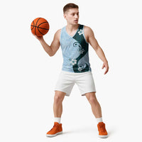 Polynesia Hibiscus Basketball Jersey Sky Blue Curve Motif - Polynesian Pride
