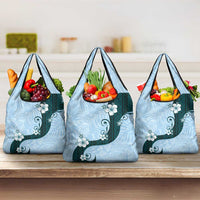 Polynesia Hibiscus Grocery Bag Sky Blue Curve Motif - Polynesian Pride