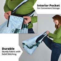 Polynesia Hibiscus Grocery Bag Sky Blue Curve Motif - Polynesian Pride