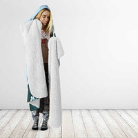 Polynesia Hibiscus Hooded Blanket Sky Blue Curve Motif - Polynesian Pride