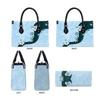 Polynesia Hibiscus Leather Bag Sky Blue Curve Motif - Polynesian Pride
