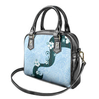 Polynesia Hibiscus Shoulder Handbag Sky Blue Curve Motif - Polynesian Pride