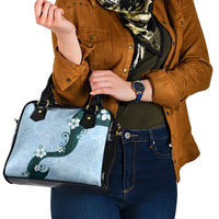 Polynesia Hibiscus Shoulder Handbag Sky Blue Curve Motif - Polynesian Pride