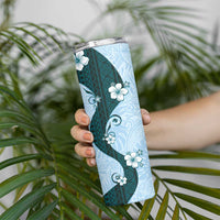 Polynesia Hibiscus Skinny Tumbler Sky Blue Curve Motif - Polynesian Pride