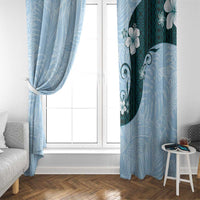 Polynesia Hibiscus Window Curtain Sky Blue Curve Motif - Polynesian Pride