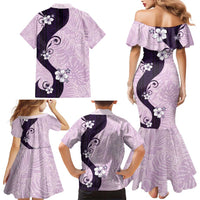 Polynesia Hibiscus Family Matching Mermaid Dress and Hawaiian Shirt Thistle Curve Motif - Polynesian Pride