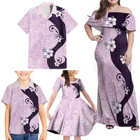 Polynesia Hibiscus Family Matching Off Shoulder Maxi Dress and Hawaiian Shirt Thistle Curve Motif - Polynesian Pride
